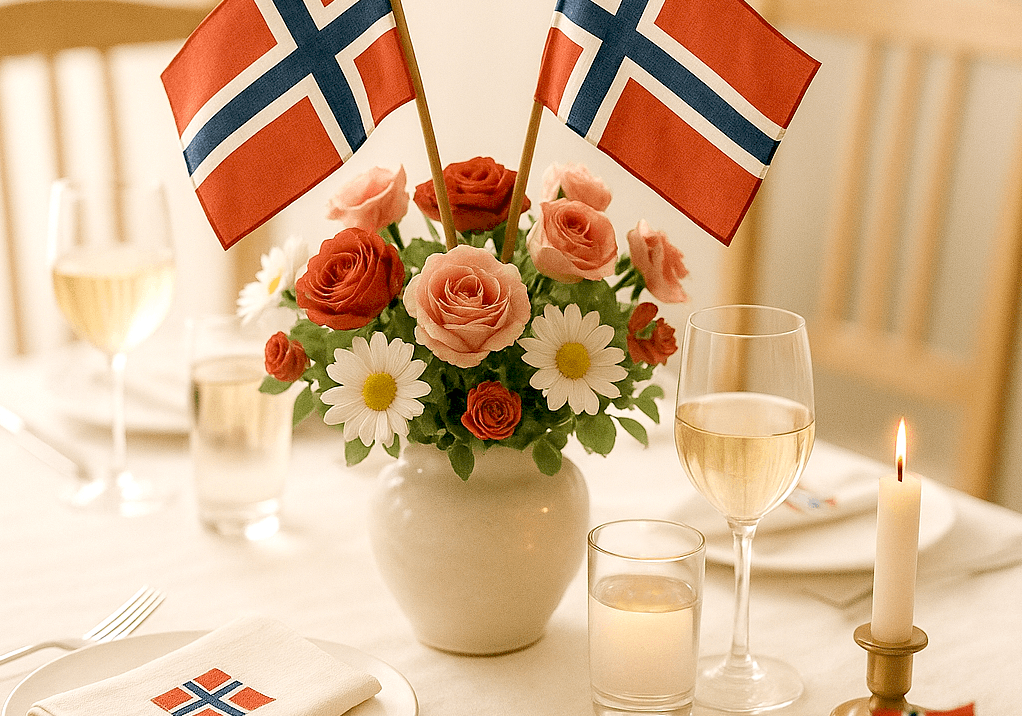 Festpyntet bord til 17. mai