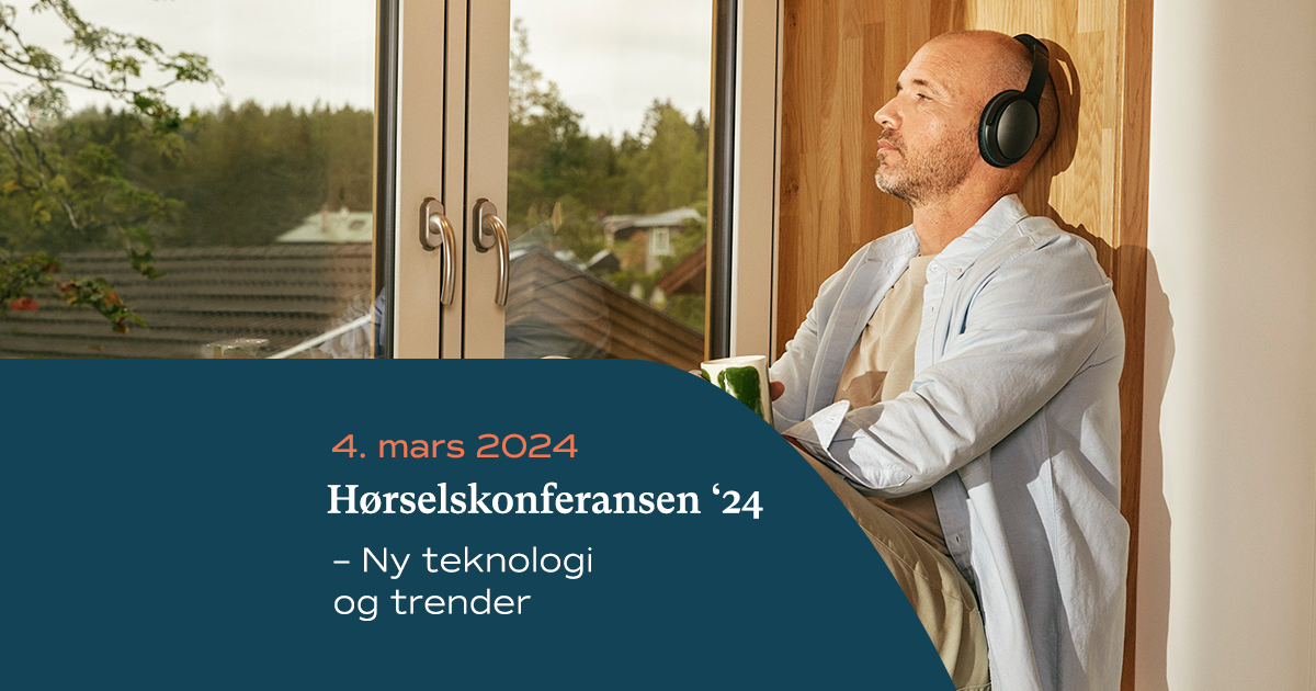 Plakat med teksten Hørselskonferansen 2024 - Ny teknologi og trender